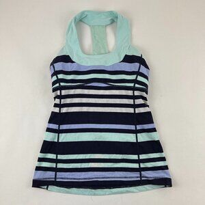 Lululemon Tank Top Womens Blue Green Striped Racerback